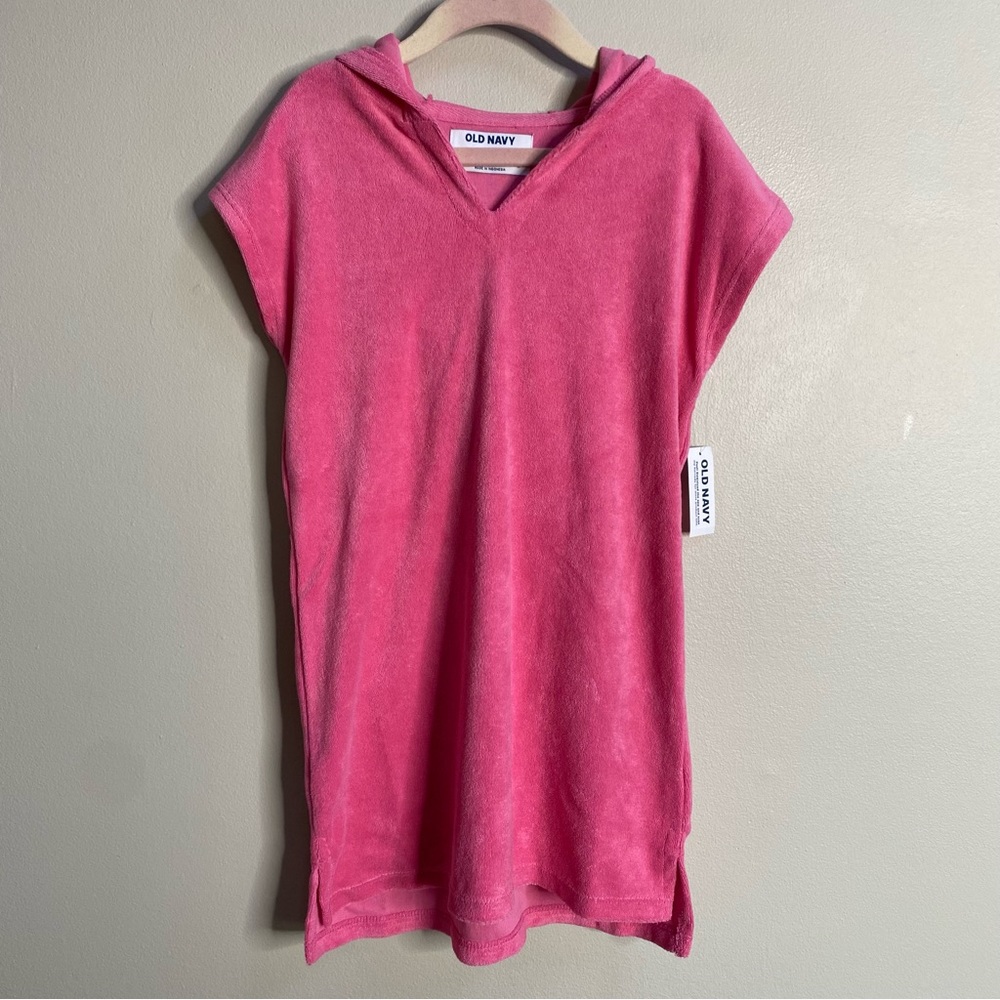 Old Navy Girl's Pink Hooded Loop-Terry Swim Cover-Up Size 5